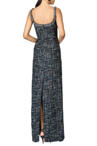 Embellished Tweed Lana Gown in Obsidian Frost
