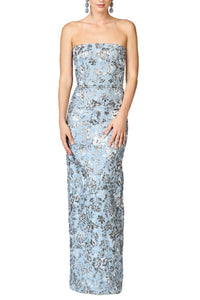 Metallic Cloque Sophia Gown in Pewter Gardens