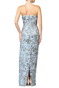 Metallic Cloque Sophia Gown in Pewter Gardens