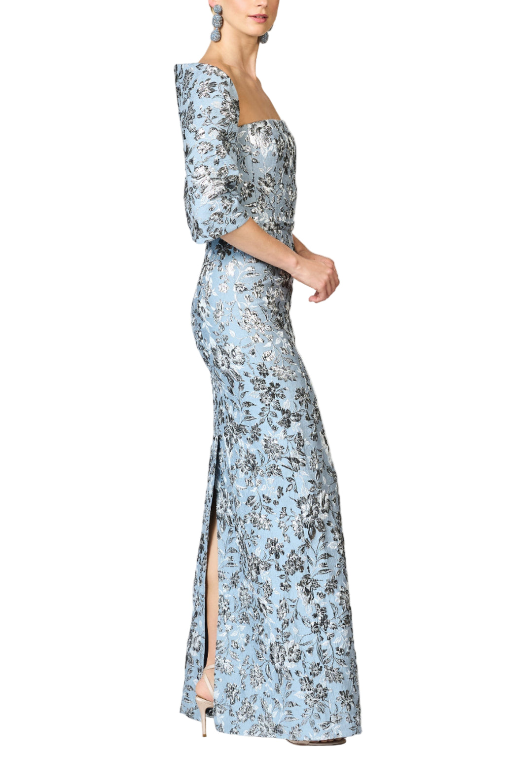 Metallic Cloque Hug Shawl in Pewter Gardens