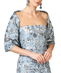 Metallic Cloque Hug Shawl in Pewter Gardens