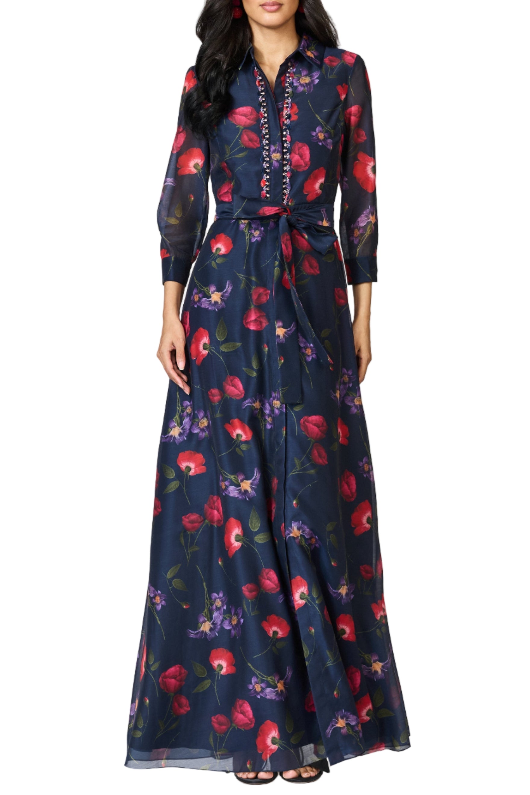 Embellished Addison Gown in Midnight Jardin