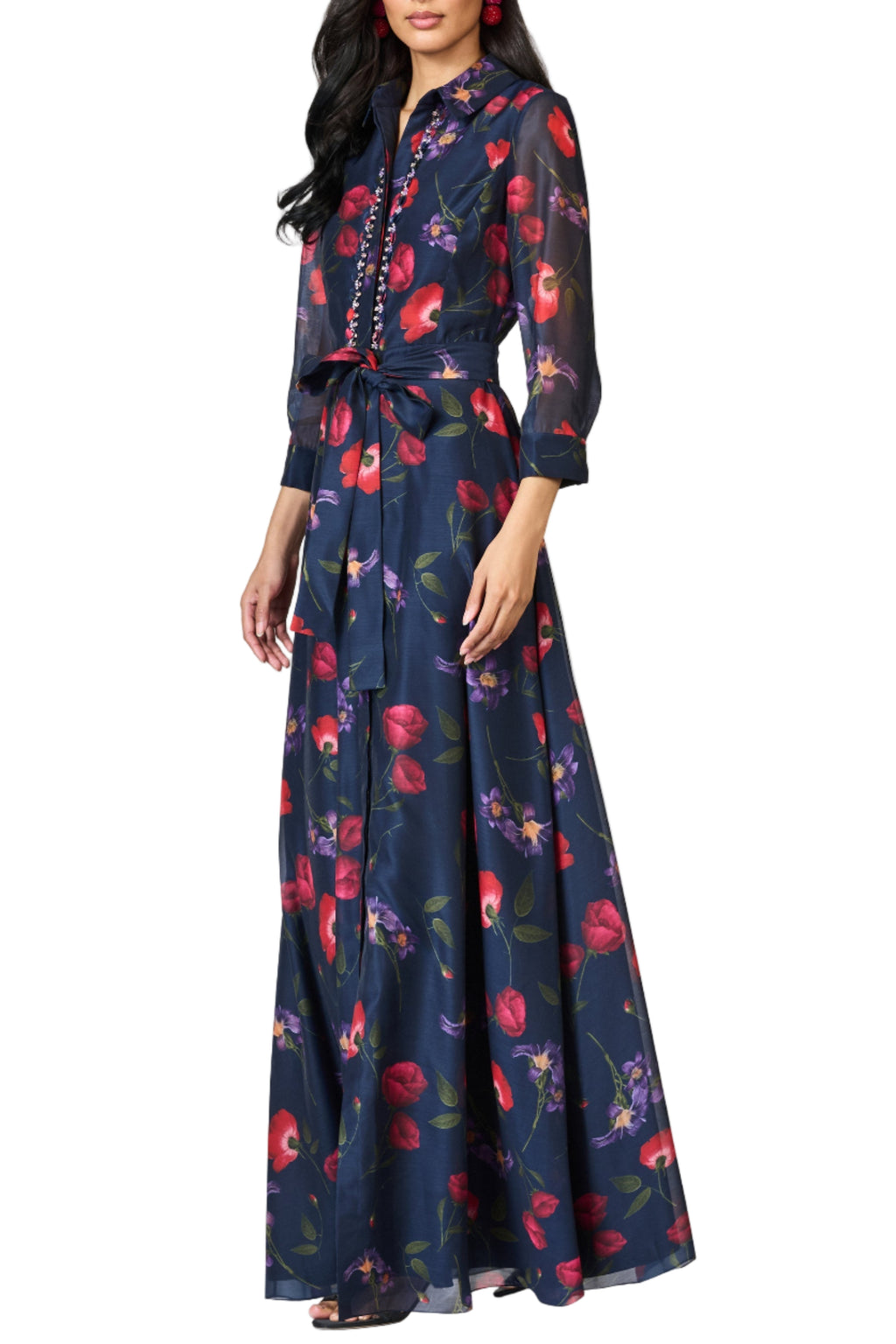 Embellished Addison Gown in Midnight Jardin