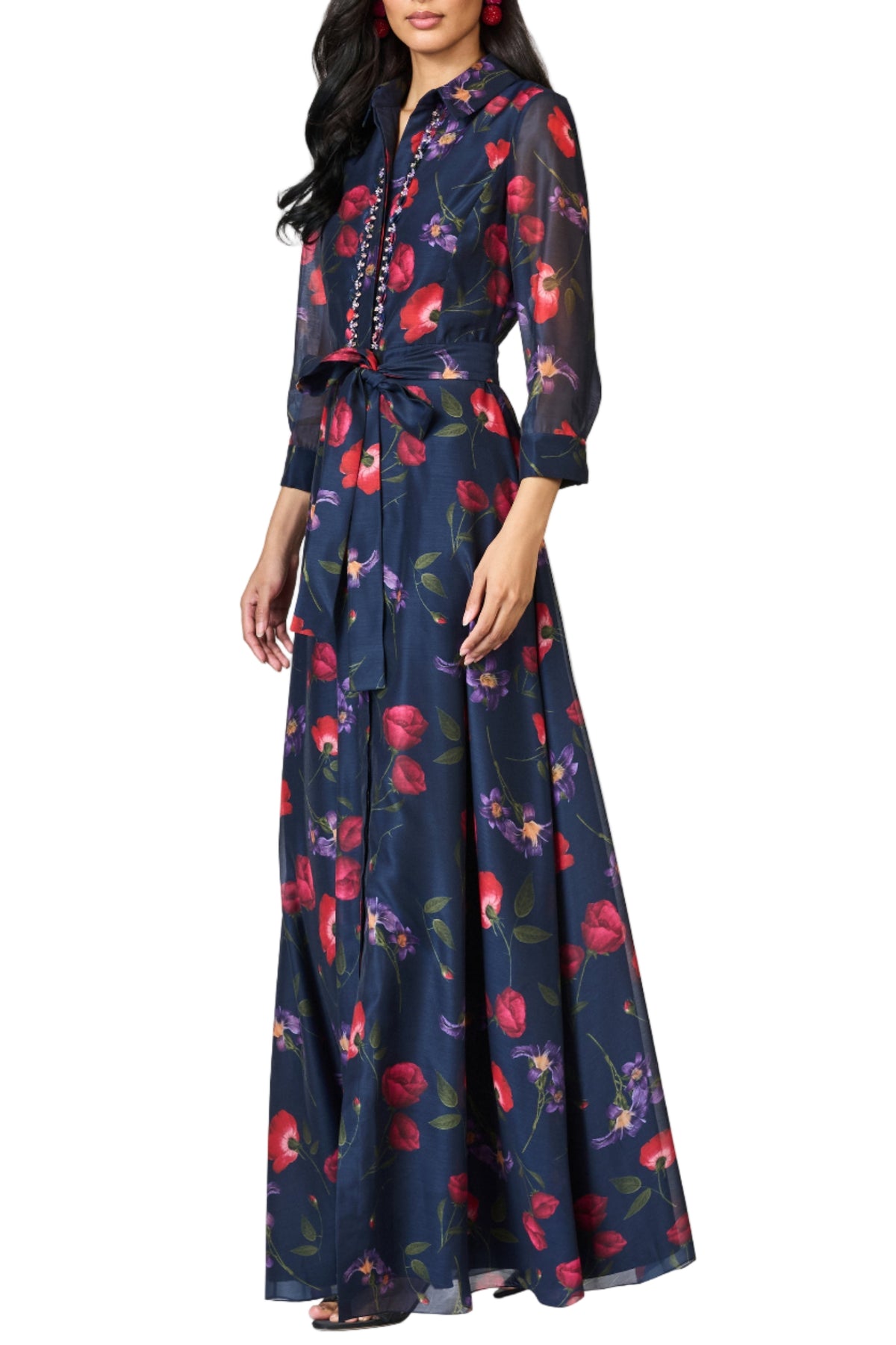 Embellished Addison Gown in Midnight Jardin