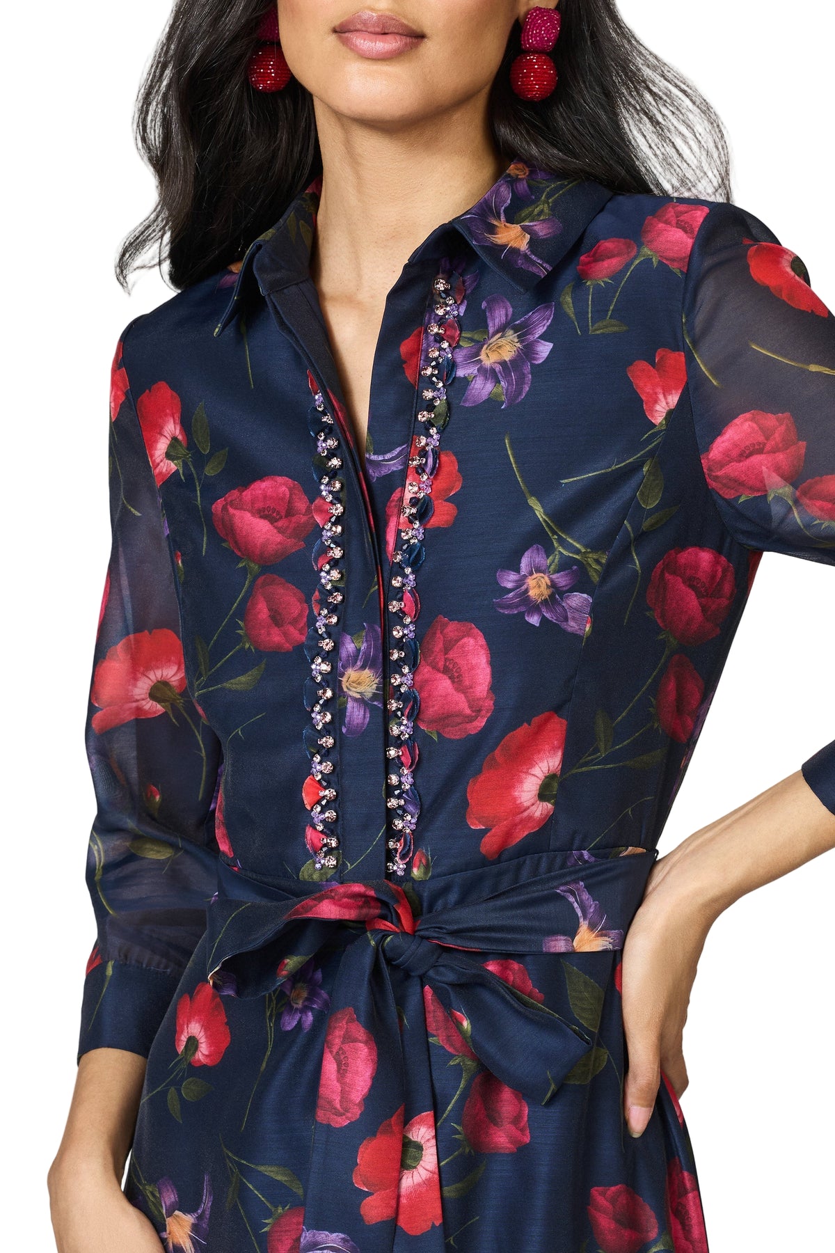 Embellished Addison Gown in Midnight Jardin