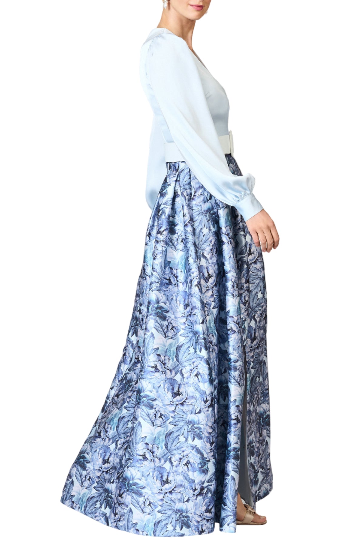 Zerena Gown in Celestial Blue & Frozen Flora