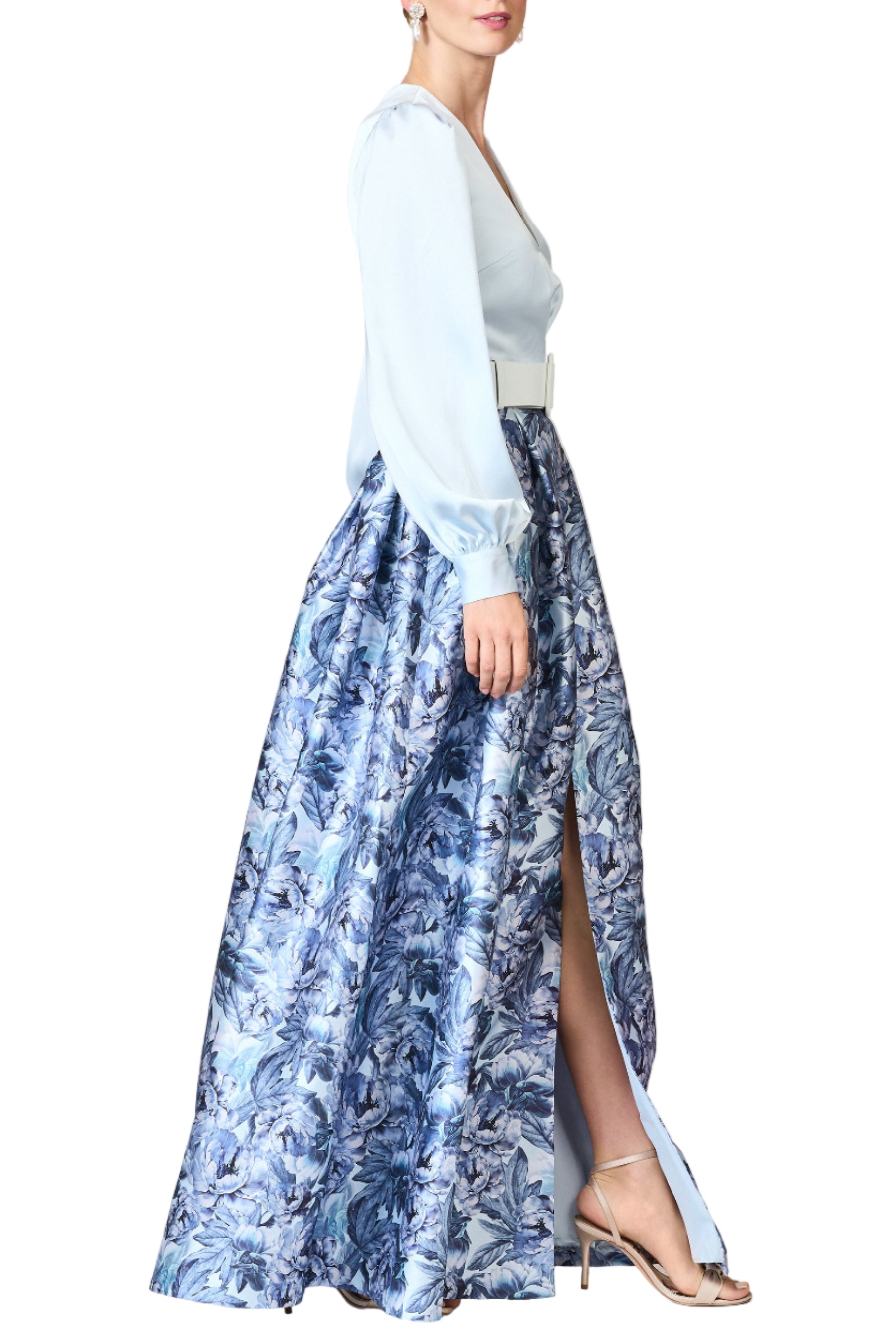 Zerena Gown in Celestial Blue & Frozen Flora