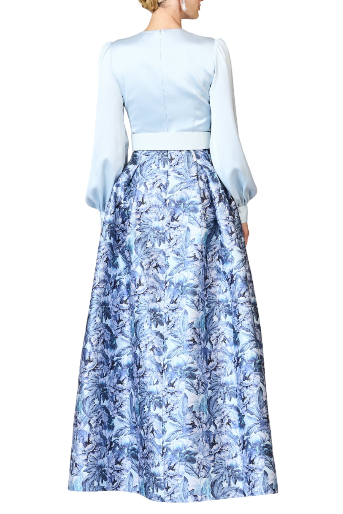 Zerena Gown in Celestial Blue & Frozen Flora