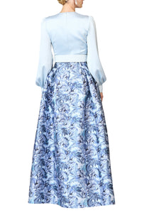 Zerena Gown in Celestial Blue & Frozen Flora