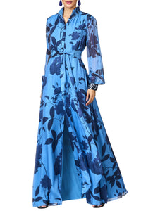 Embroidered Cassandra Gown in Celestial Blooms