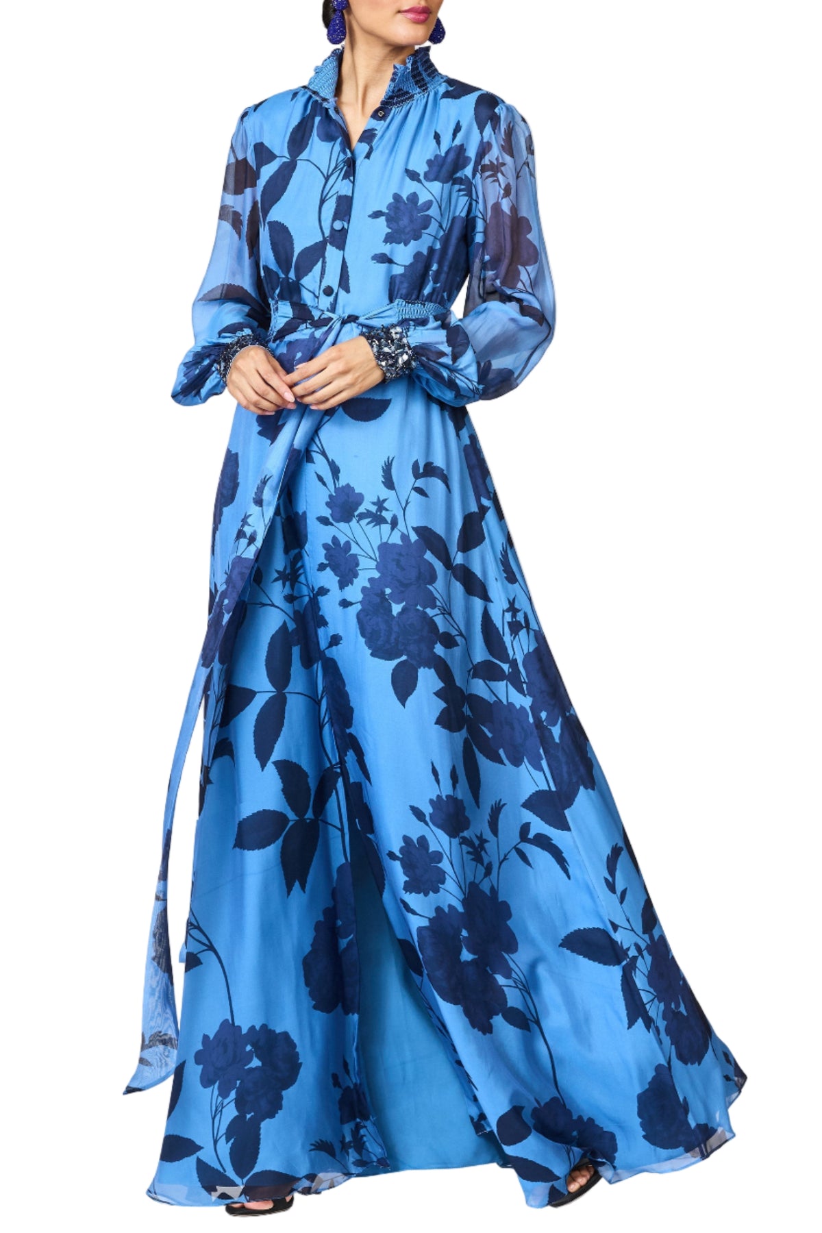 Embroidered Cassandra Gown in Celestial Blooms