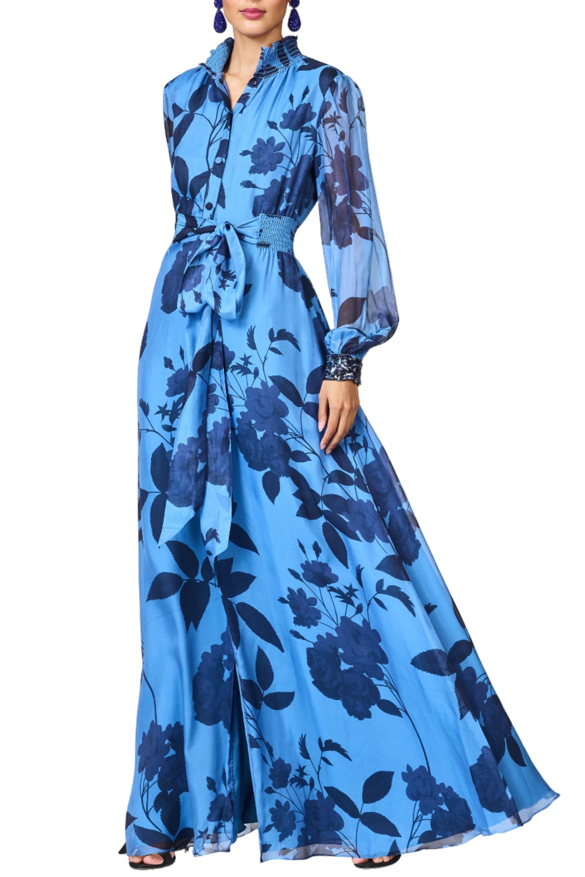 Embroidered Cassandra Gown in Celestial Blooms