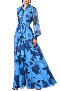 Embroidered Cassandra Gown in Celestial Blooms