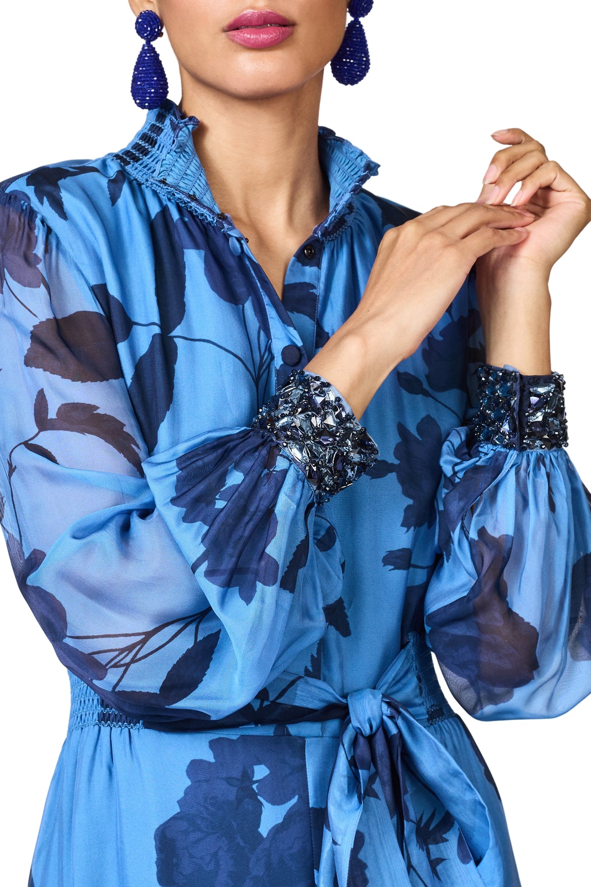 Embroidered Cassandra Gown in Celestial Blooms