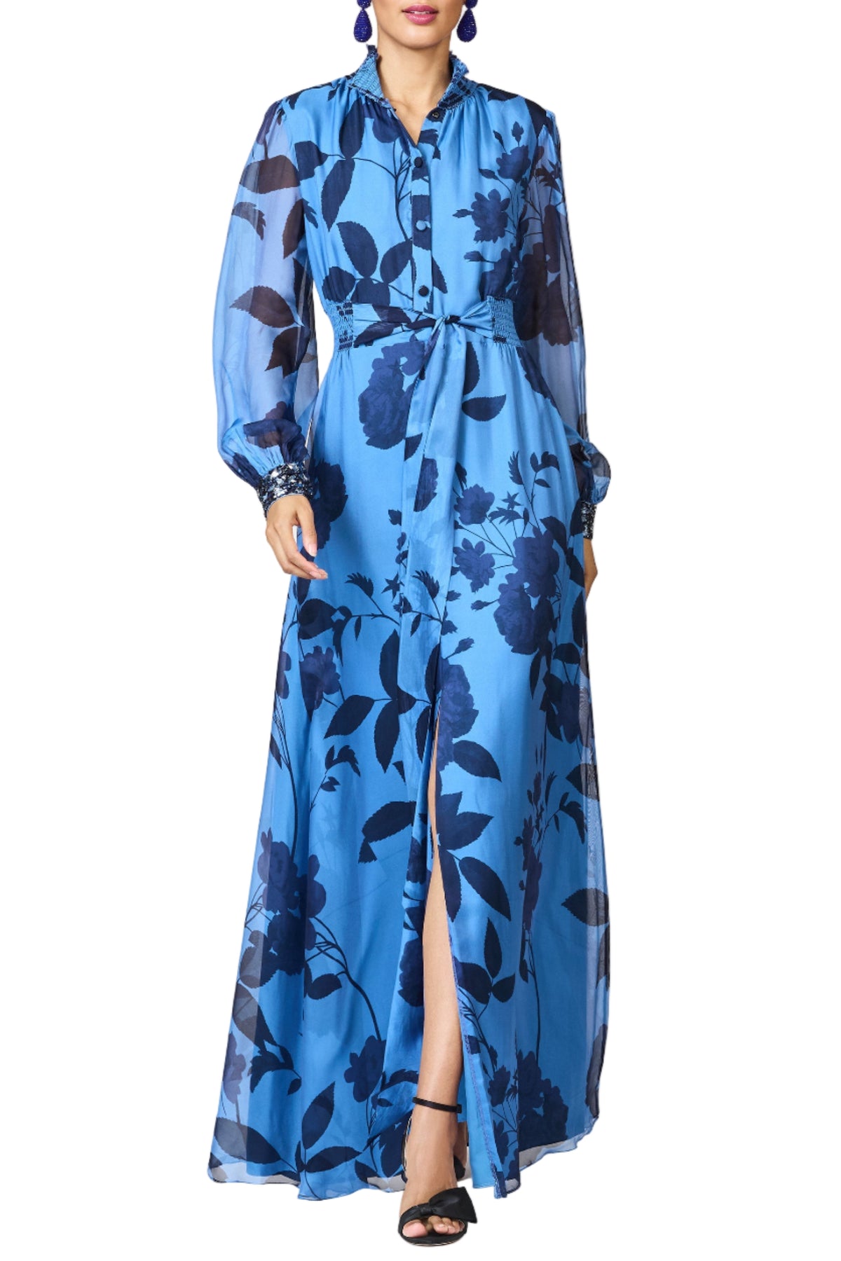 Embroidered Cassandra Gown in Celestial Blooms