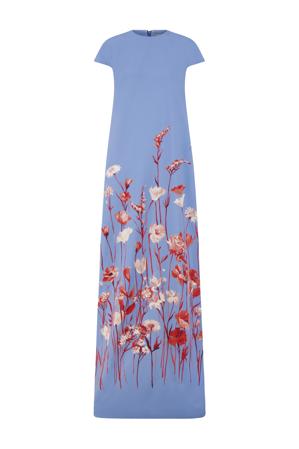Floral Crepe Augusta Gown in Cornflower Multi