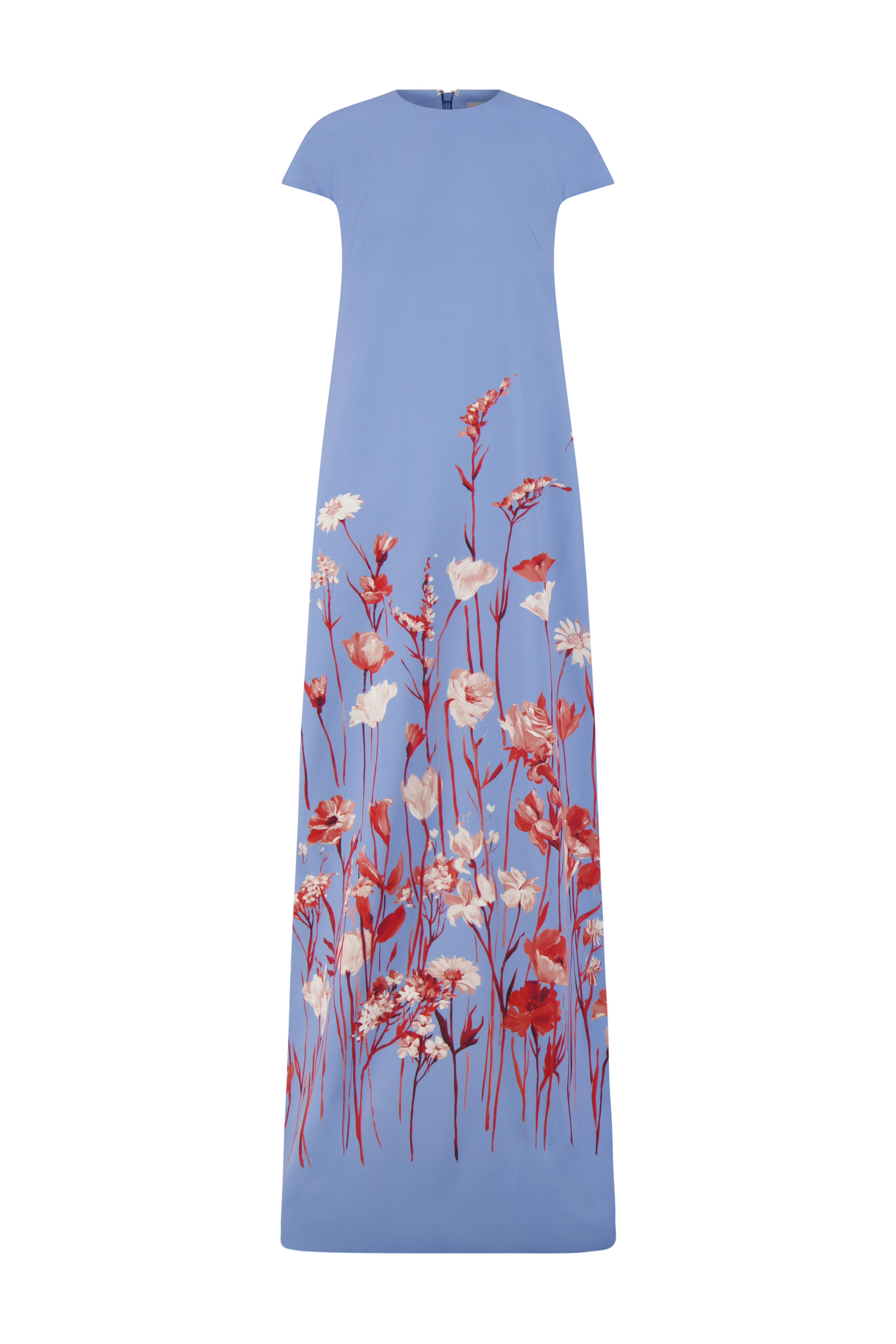 Floral Crepe Augusta Gown in Cornflower Multi