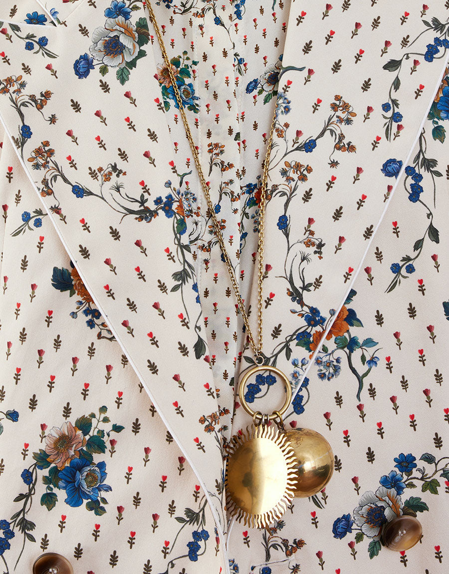 Quinn Twill Jacket in Floral Cream