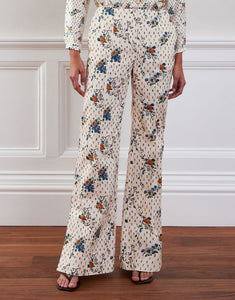 Morgan Twill Trouser in Floral Cream