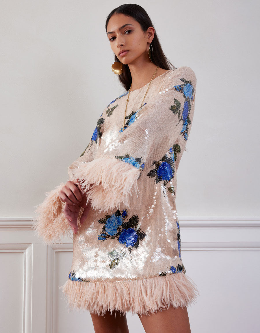 Stevie Sequin Mini Dress in Rose Blue