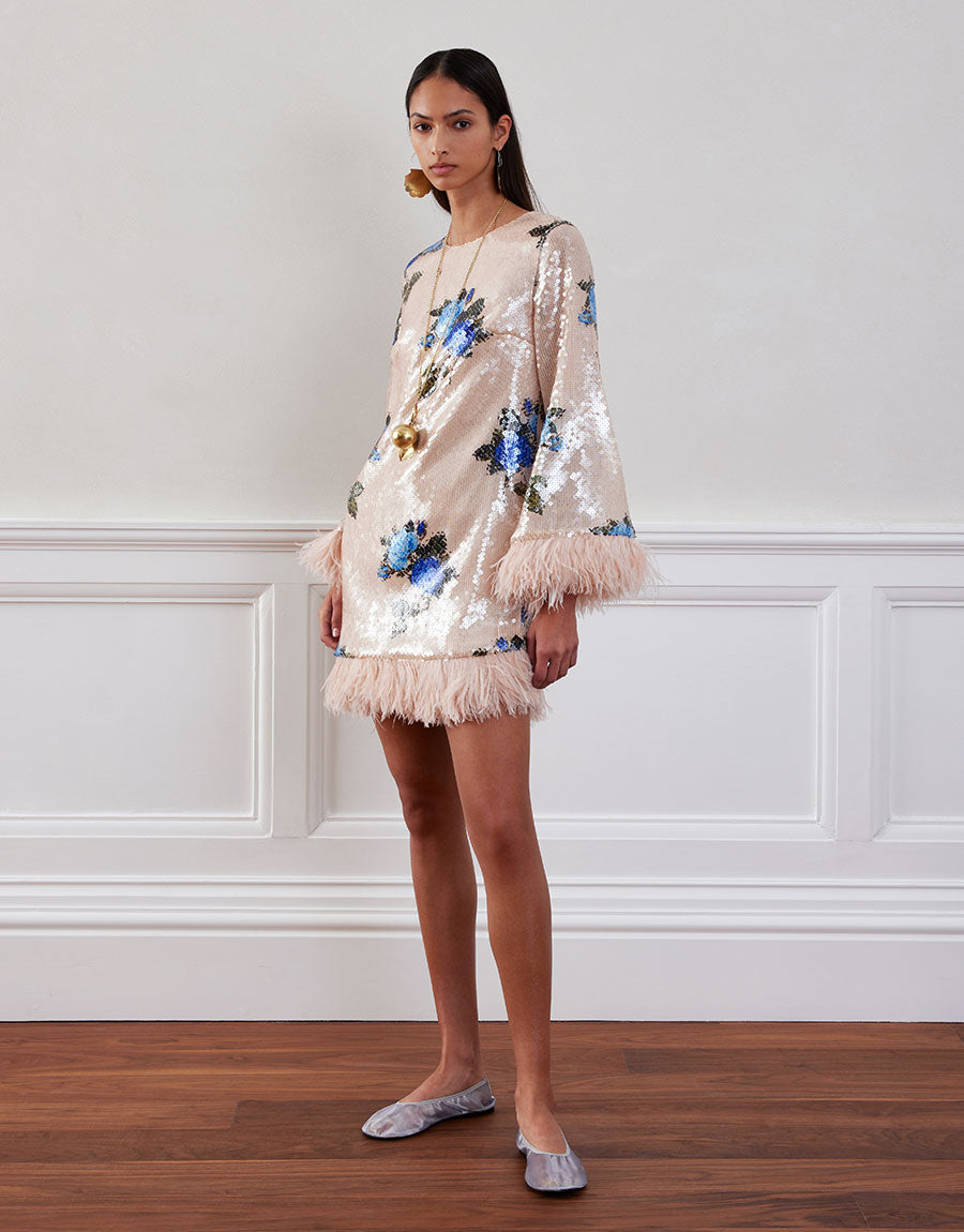 Stevie Sequin Mini Dress in Rose Blue