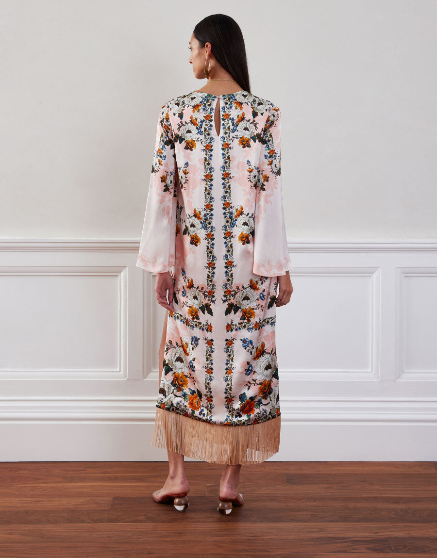 Seraphina Crepe Midi Dress in Magical Blossom Pink