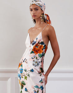 Olive Crepe Maxi Dress in Magical Blossom Pink