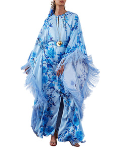 Esmeralda Crepe Maxi Dress in Cherry Blossom Blue