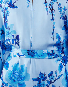 Esmeralda Crepe Maxi Dress in Cherry Blossom Blue