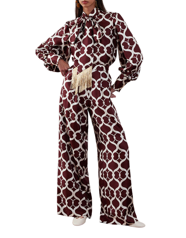 Melia Twill Trouser in Loop Brown