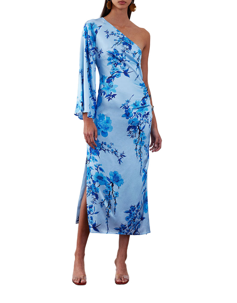 Atlantis Crepe Maxi Dress in Cherry Blossom Blue Atlantis Crepe Maxi Dress in Cherry Blossom Blue