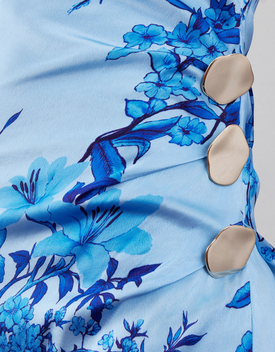 Atlantis Crepe Maxi Dress in Cherry Blossom Blue