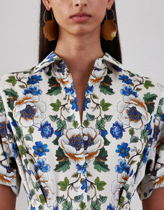 Posie Cotton Maxi Dress in Off White Vine Flower