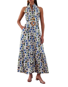 Biba Cotton Maxi Dress in Off White Vine Flower