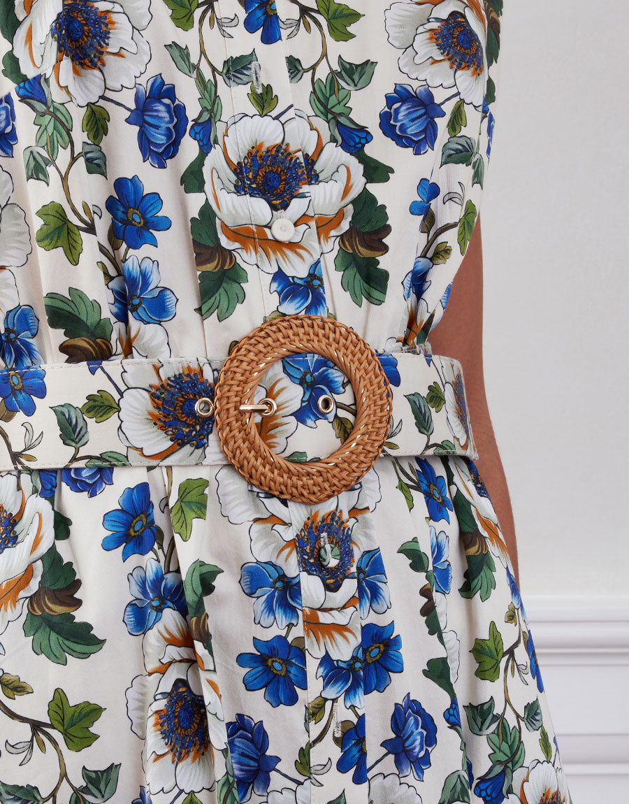 Biba Cotton Maxi Dress in Off White Vine Flower