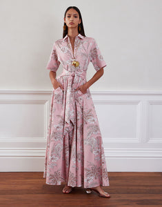 Posie Cotton Maxi Dress in Jungle Pink