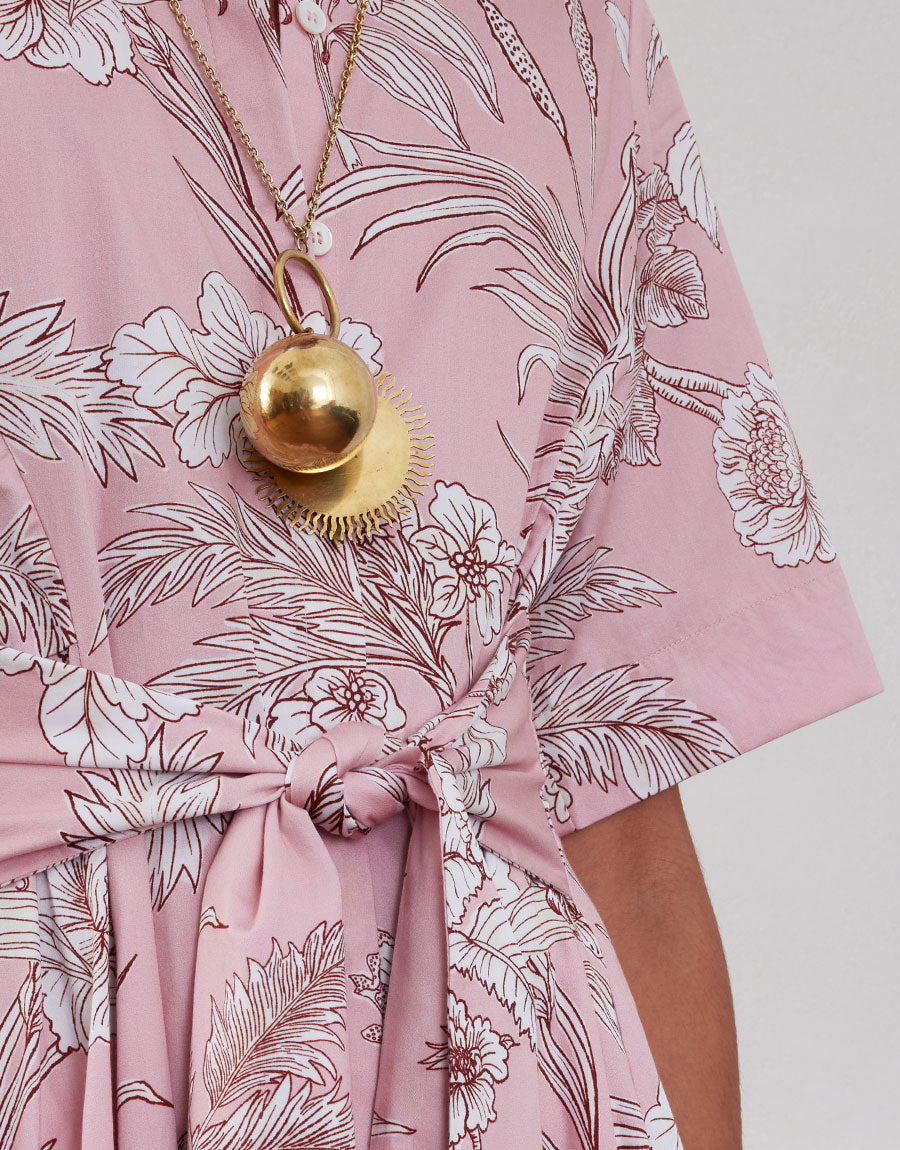 Posie Cotton Maxi Dress in Jungle Pink