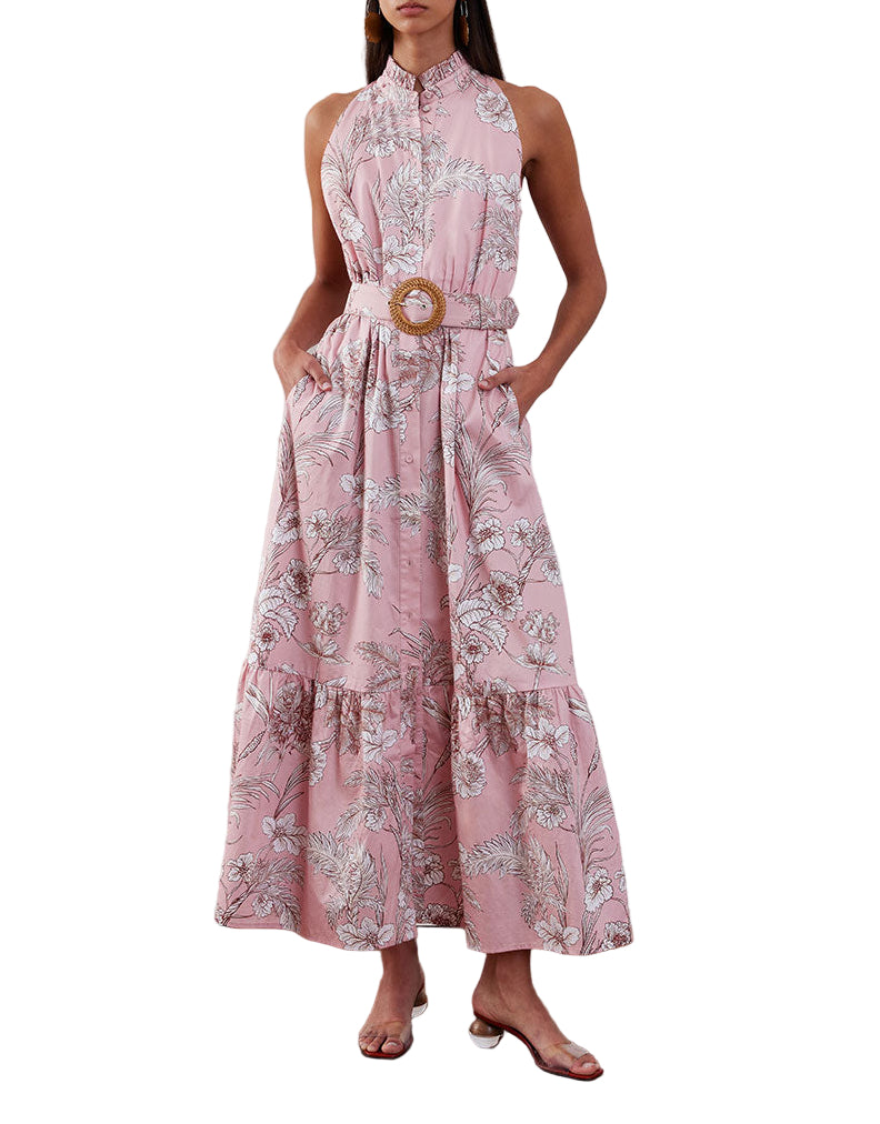 Biba Maxi Dress in Jungle Pink