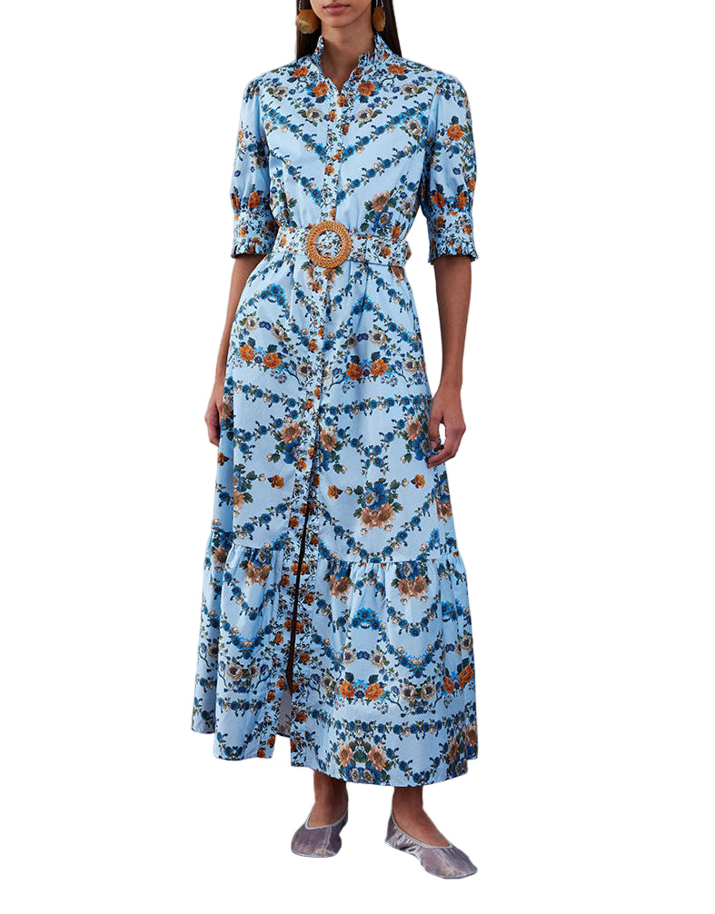 Marni Cotton Maxi Dress in Magical Blossom Blue