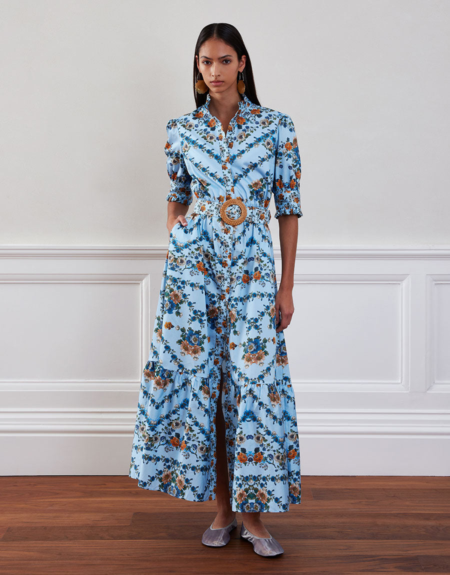 Marni Cotton Maxi Dress in Magical Blossom Blue
