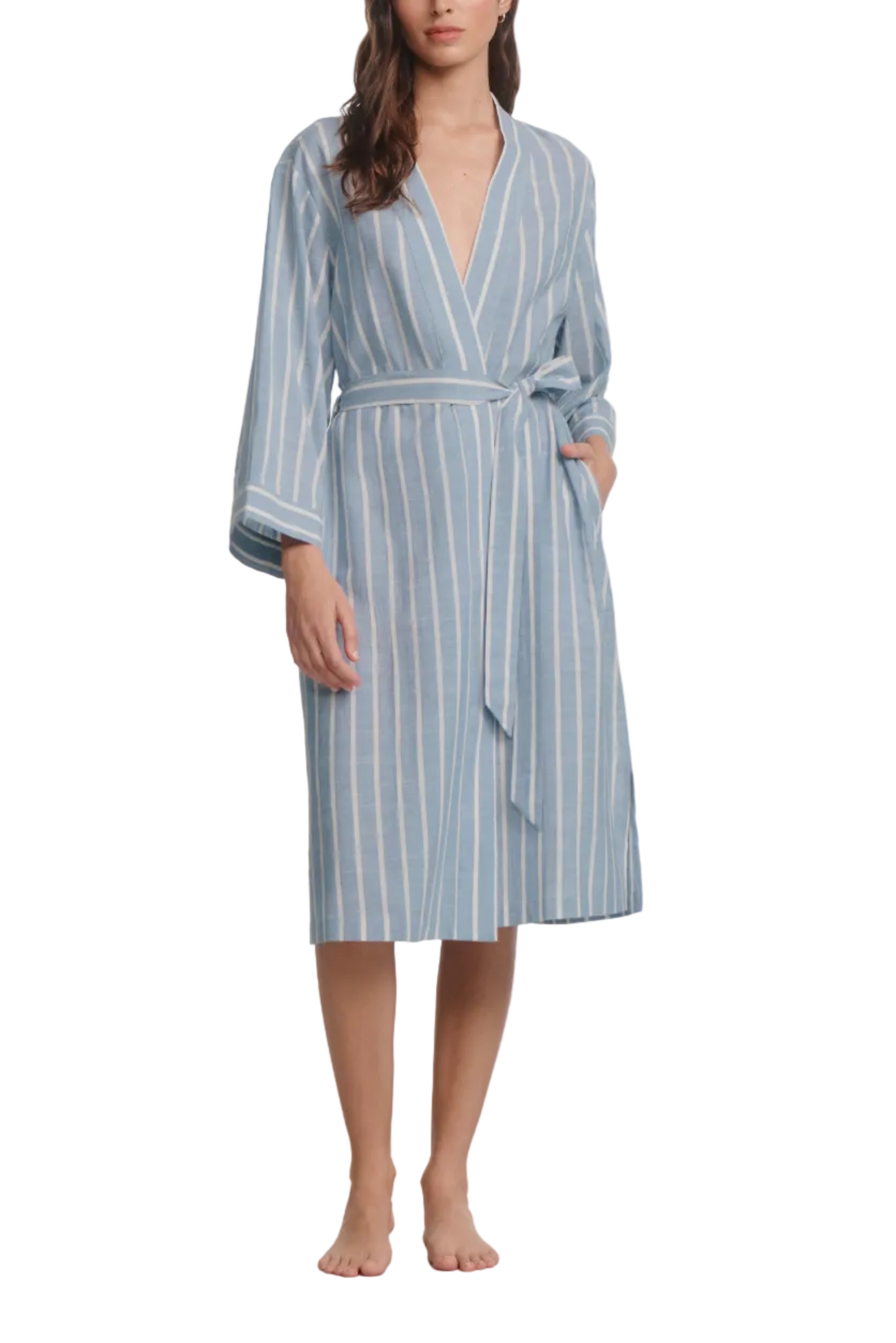 Nautico Robe in Classic Stripe Slate Blue/Ivory