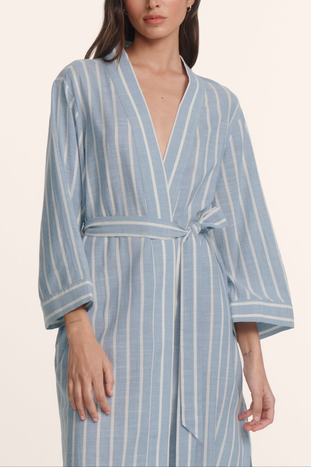 Nautico Robe in Classic Stripe Slate Blue/Ivory