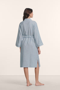 Nautico Robe in Classic Stripe Slate Blue/Ivory
