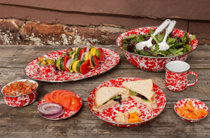 Sandwich Plates in Red Swirl, Set of 4