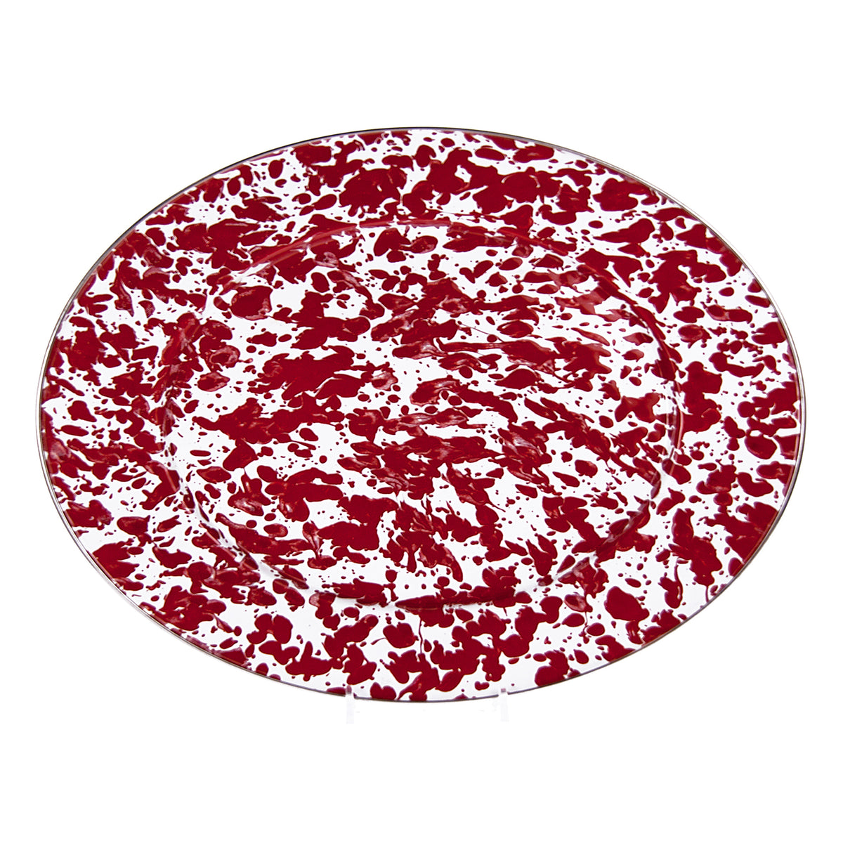 Oval Platter in in Red Swirl
