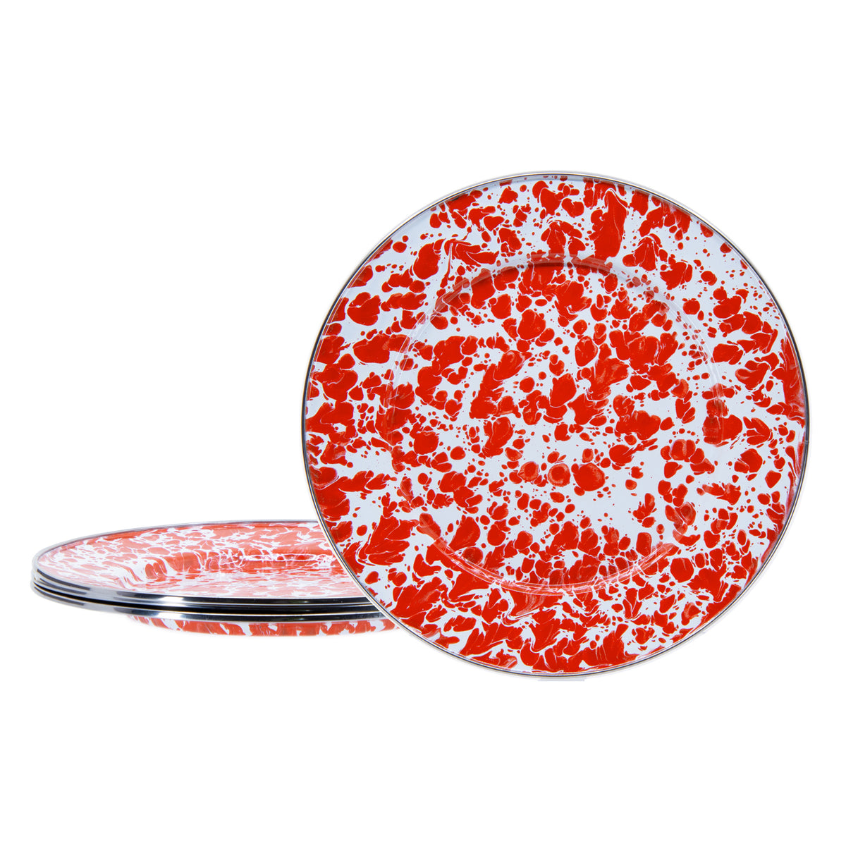 Dinner Plates in Red Swirl, Set of 4