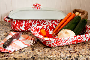 Baking Pan in Red Swirl