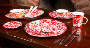 Pasta Plates in Red Swirl, Set of 4