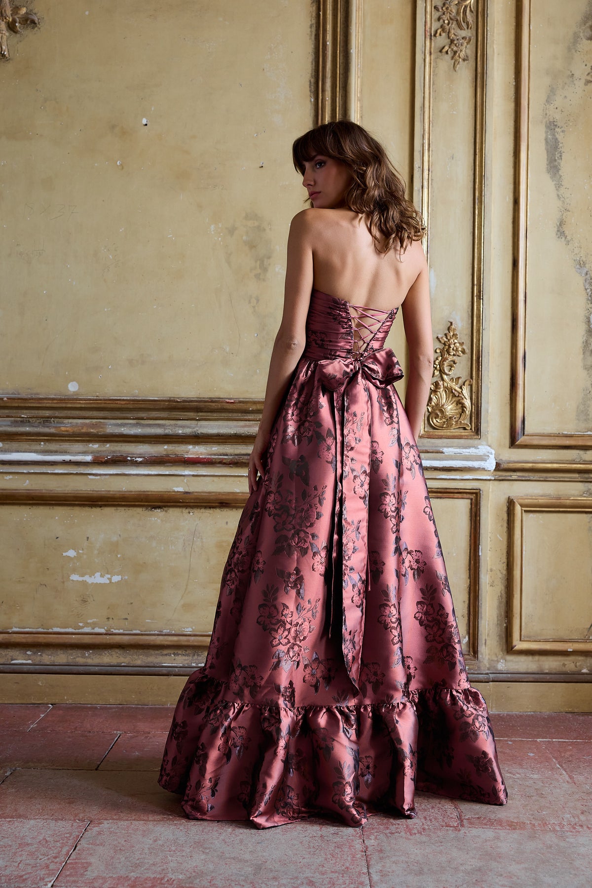 The Regina Dress in Deco Rose Baroque Floral