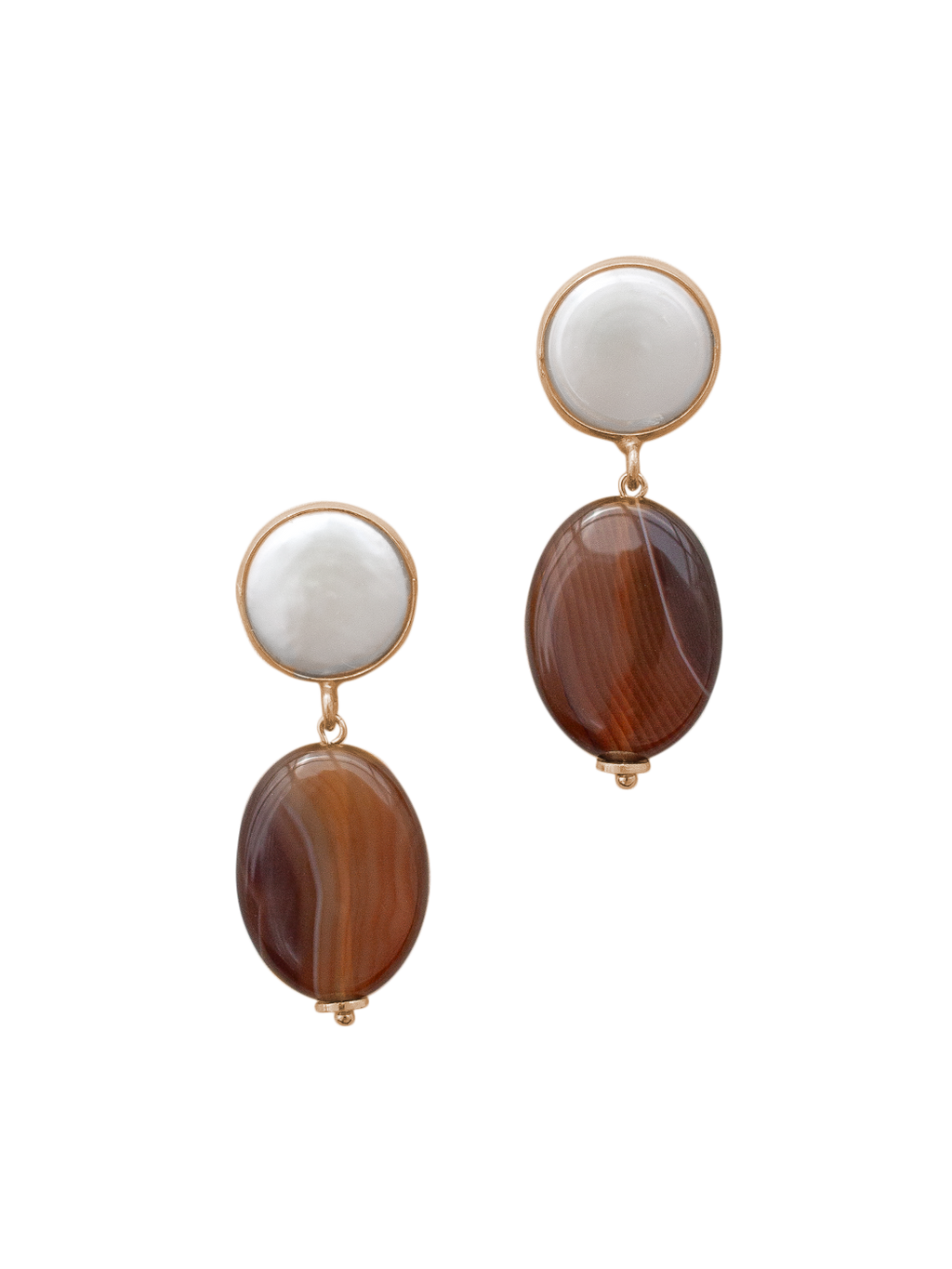 Renee Earrings in White & Brown